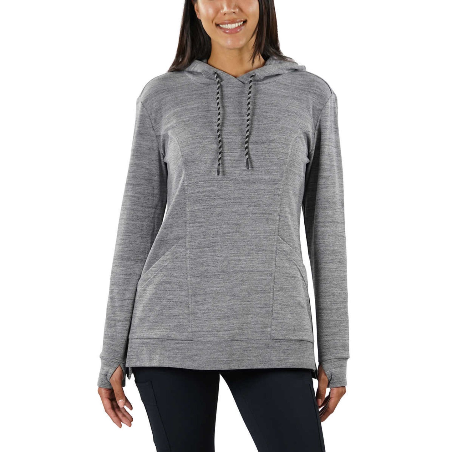 Spyder Women's Moister Wicking Brushed Fabric Active Top Thumb Holes Tunic Length Hoodie