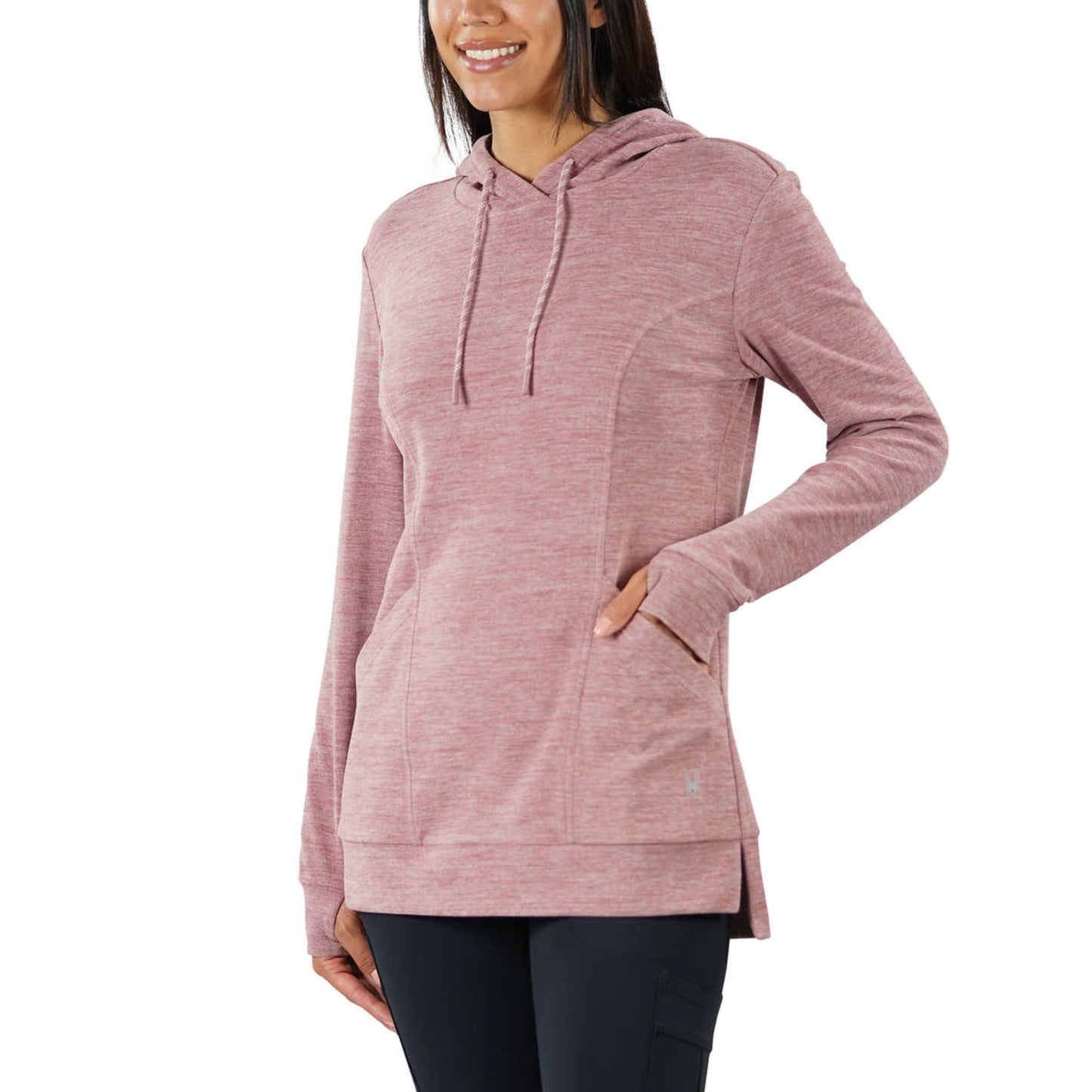 Spyder Women's Moister Wicking Brushed Fabric Active Top Thumb Holes Tunic Length Hoodie