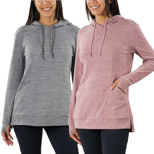 Spyder Women's Moister Wicking Brushed Fabric Active Top Thumb Holes Tunic Length Hoodie