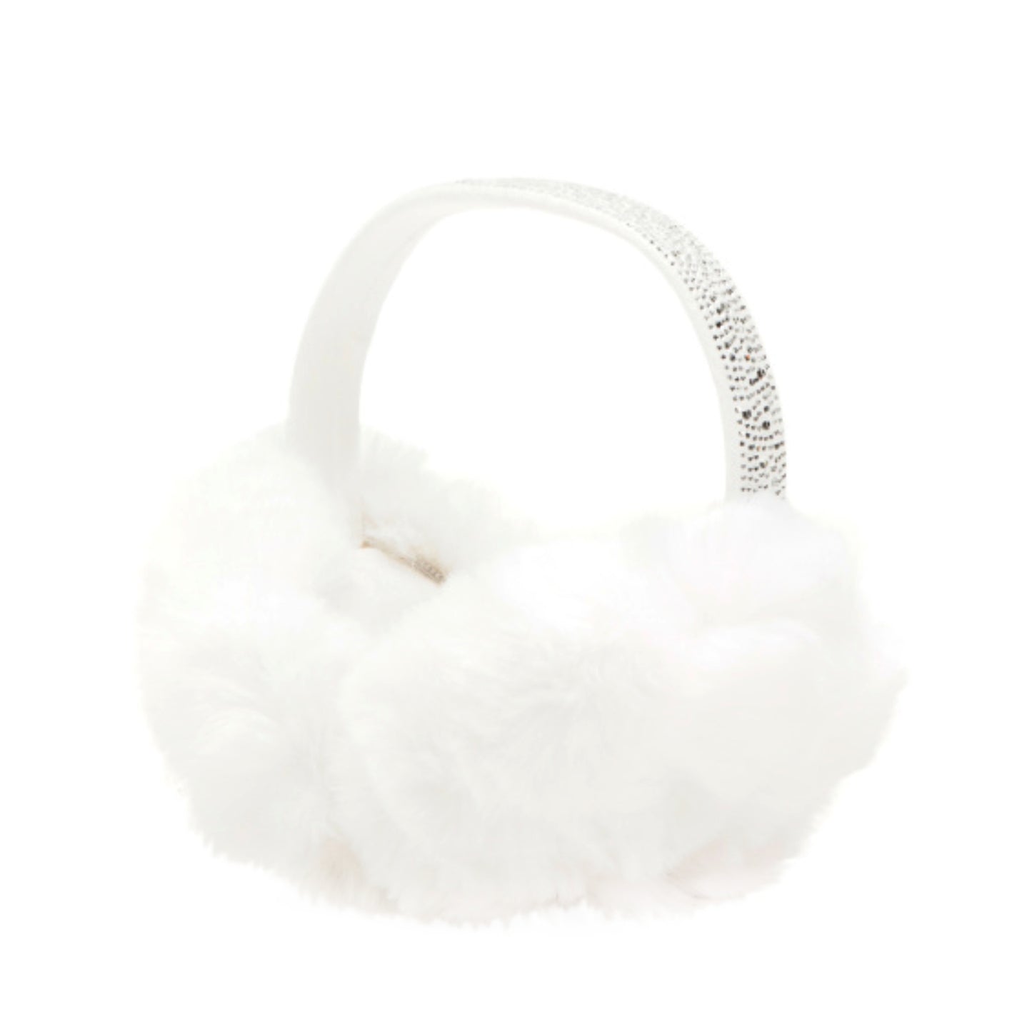Steve Madden Women's Rhinestone Embellished Foldable Faux Fur Earmuffs