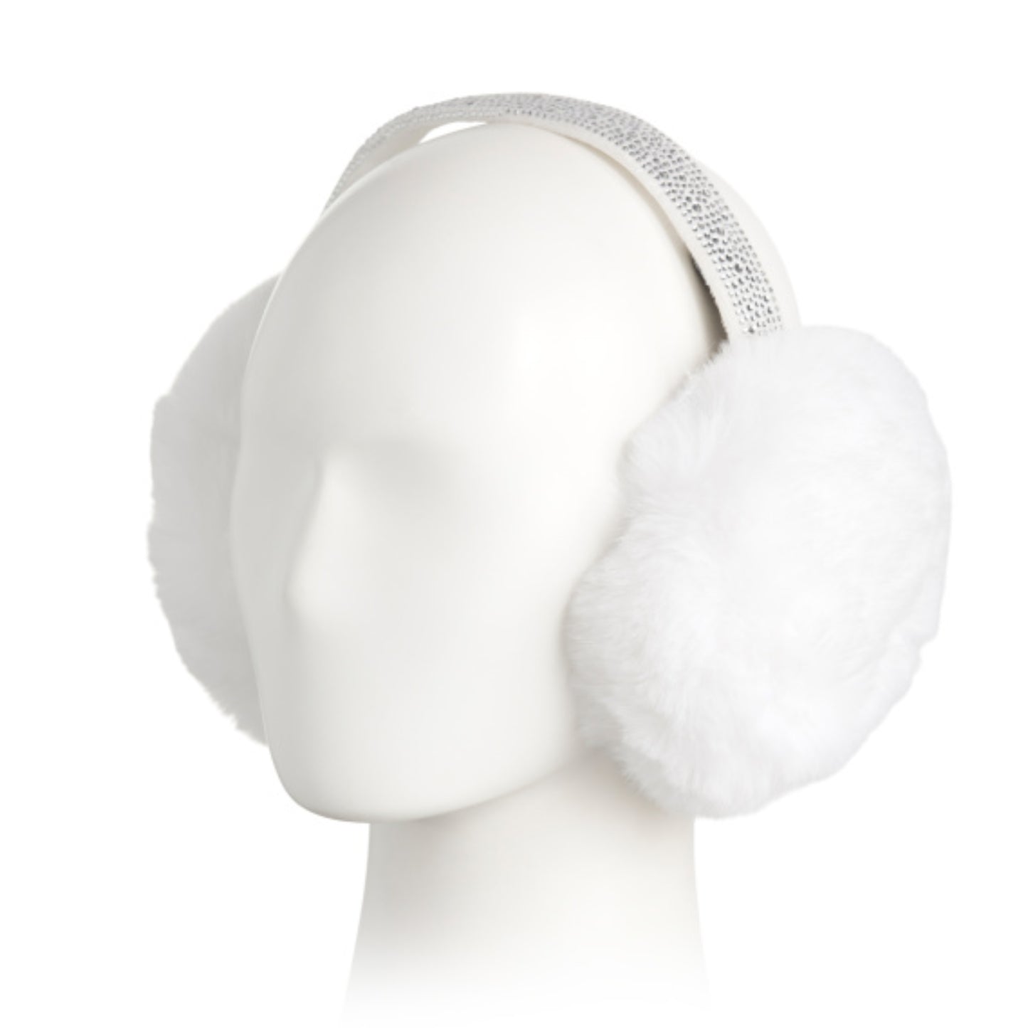 Steve Madden Women's Rhinestone Embellished Foldable Faux Fur Earmuffs
