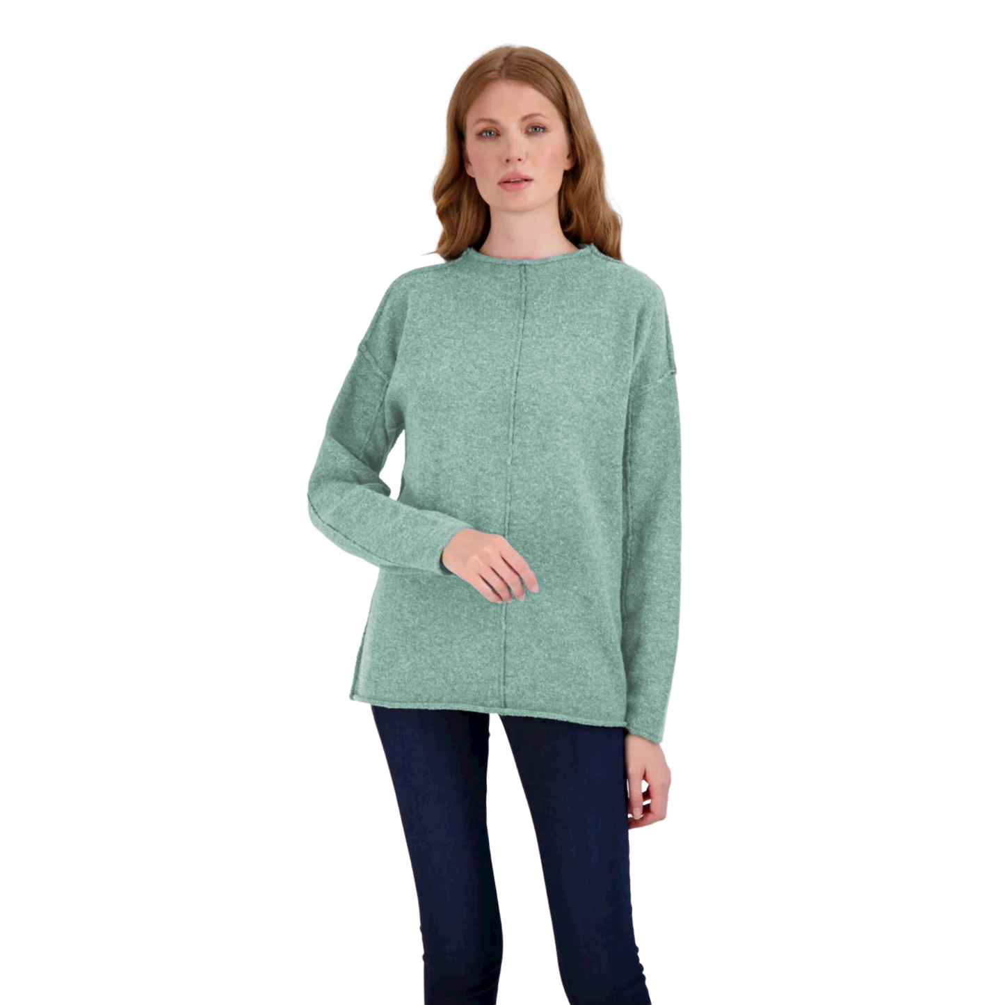 STITCHDROP Funnel Cloud Soft Raw Seam Contrast Stitch Tunic Sweater S,M,L