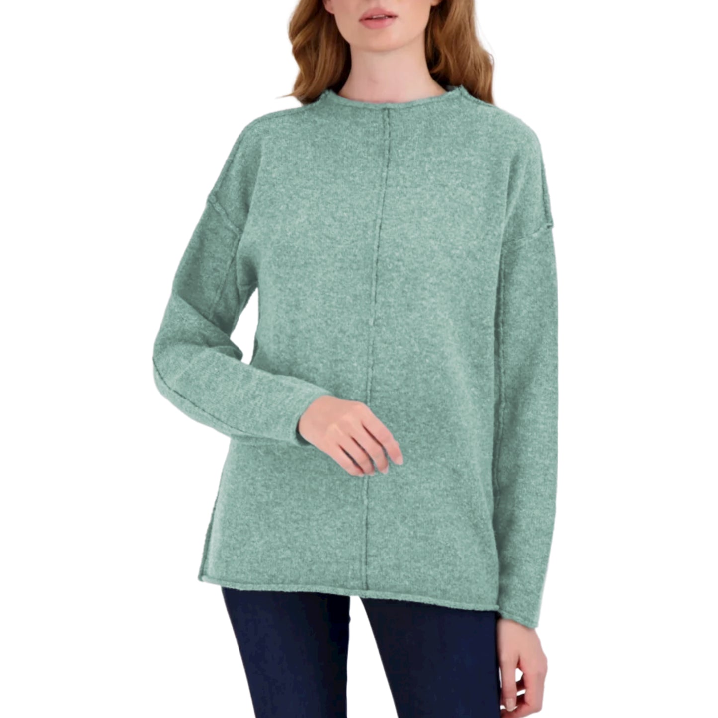 STITCHDROP Funnel Cloud Soft Raw Seam Contrast Stitch Tunic Sweater S,M,L