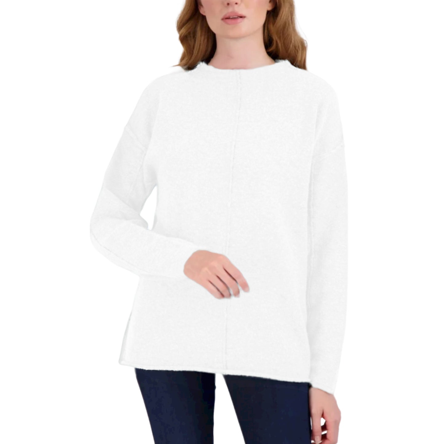 STITCHDROP Funnel Cloud Soft Raw Seam Contrast Stitch Tunic Sweater S,M,L