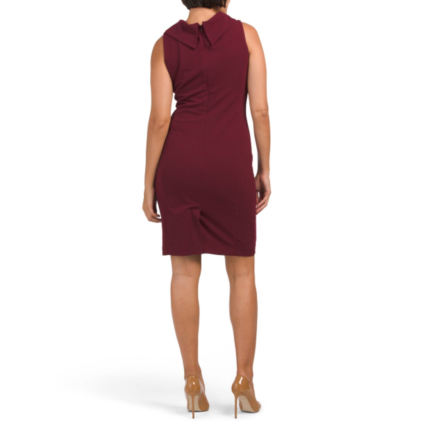 TAHARI ASL Women's Envelope Button Collar Pleated Mini Dress
