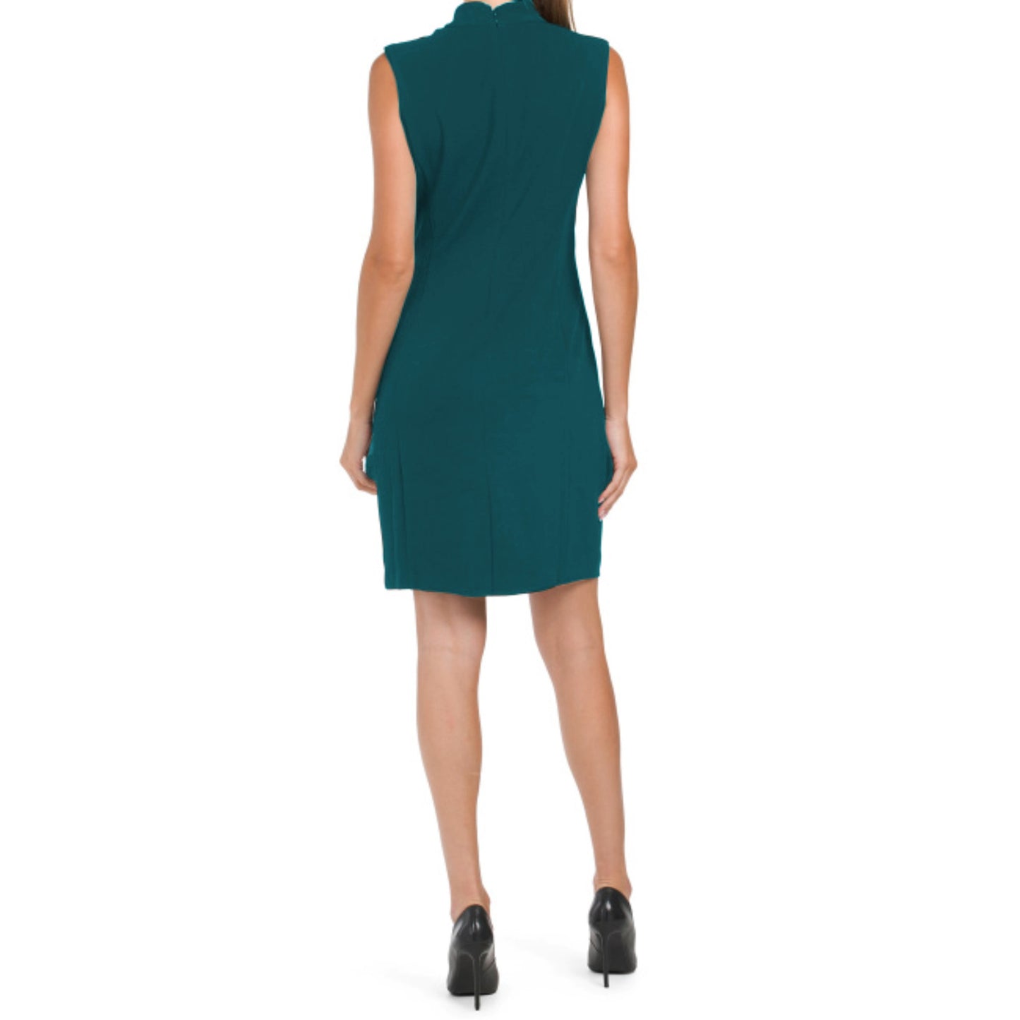 TAHARI ASL Women's Mock Neck Cut Out Pleated Mini Dress