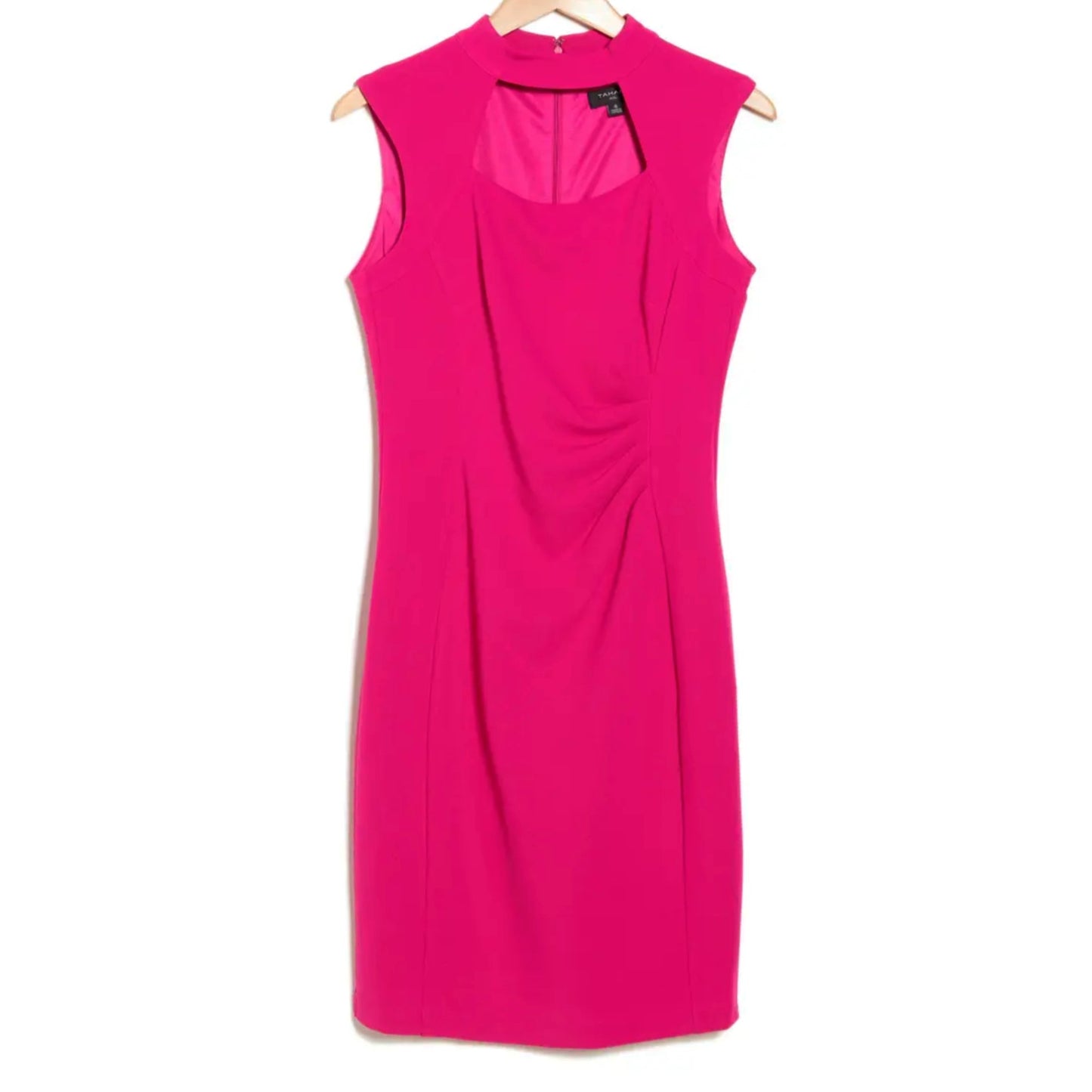 TAHARI ASL Women's Mock Neck Cut Out Pleated Mini Dress