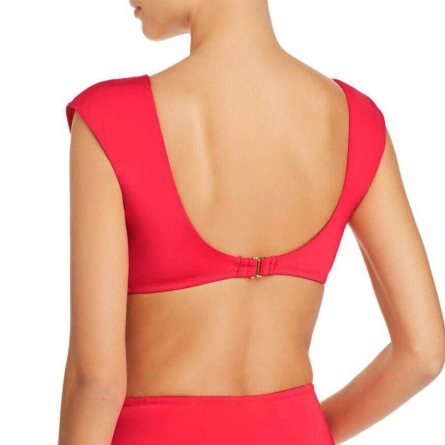 Trina Turk Women's Getaway Tie Front Solids Cap Sleeve Swim Bikini Top