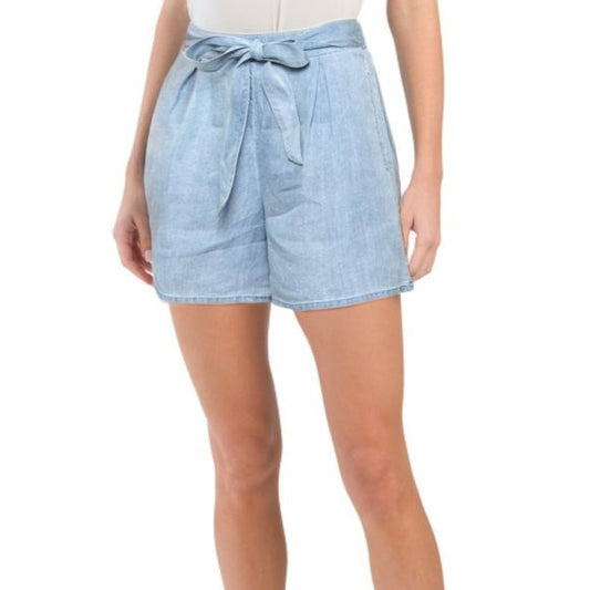 Telluride Women's High Rise Tie-Front Soft Lightweight Stretch Denim Flowy Shorts
