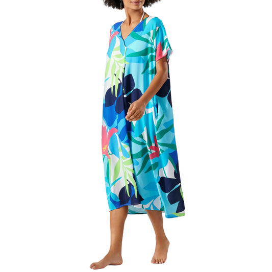 Tommy Bahama Paloma Palms V-Neck Long Caftan Swim Cover-up