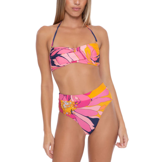 Trina Turk Women's Breeze Twist Front Swim Bandeau Bra and High-Waist Bikini Bottom Collection