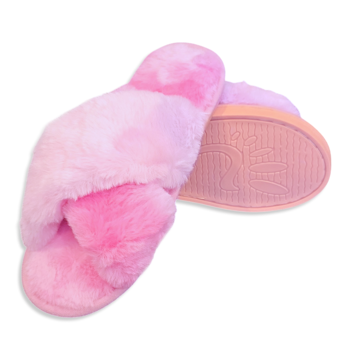 Fadivo Women's Cozy X-Cross Faux Fur Nonslip Outsole Slippers
