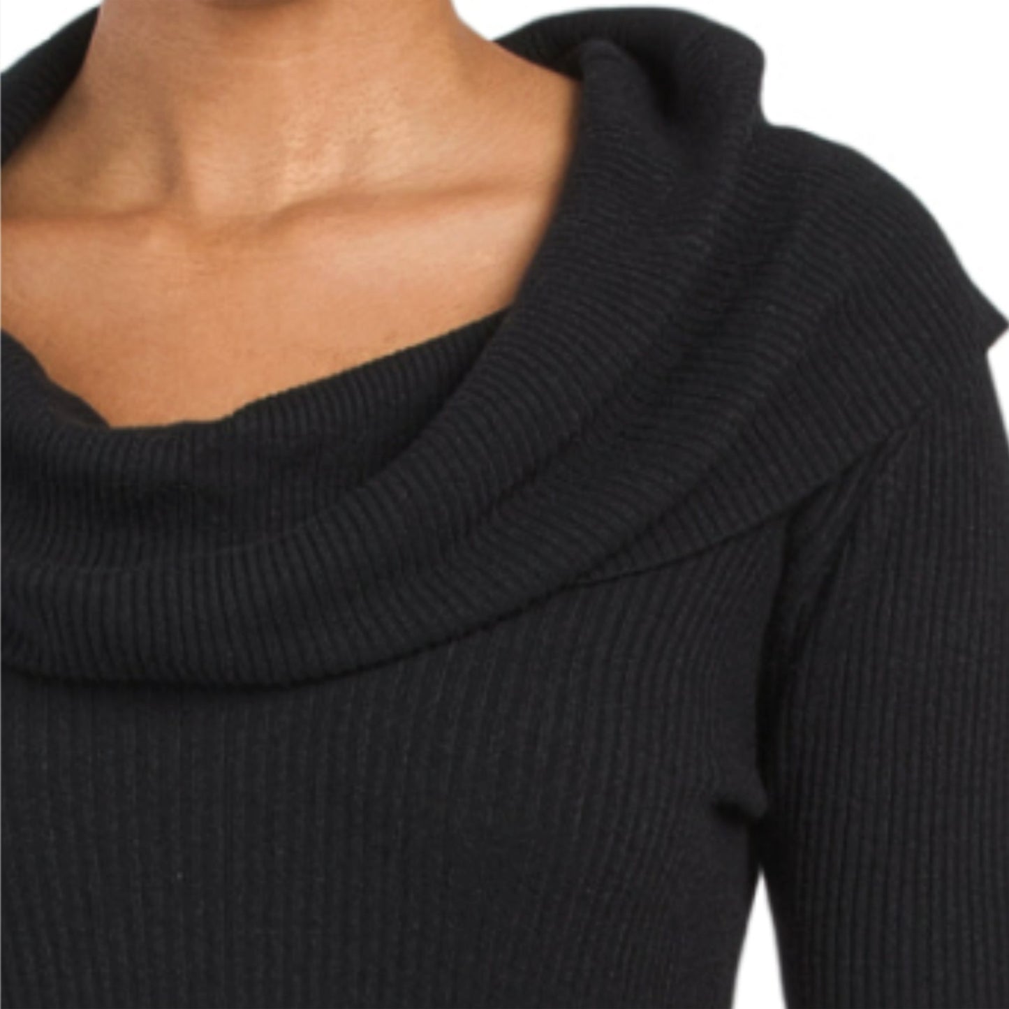 VERTIGO Cowl Neck Pleated Skirt Waist Tie Ribbed Knit Mini Dress