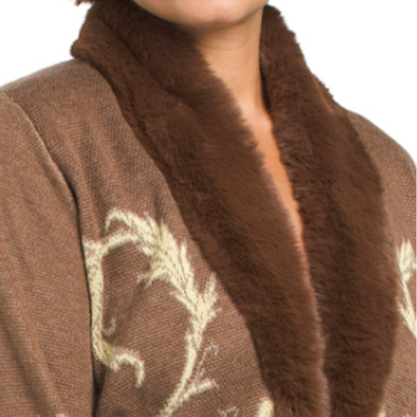 Vertigo Paris Women's Ornate Sunflower Intersia Button Front Knit Duster Coat