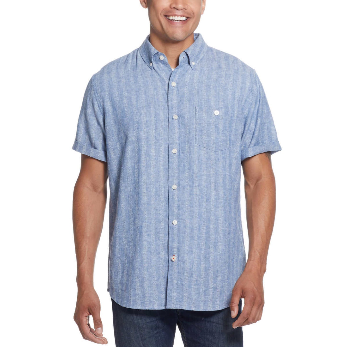 Weatherproof Vintage Men’s Short Sleeve Lightweight Linen Blend Woven Shirt