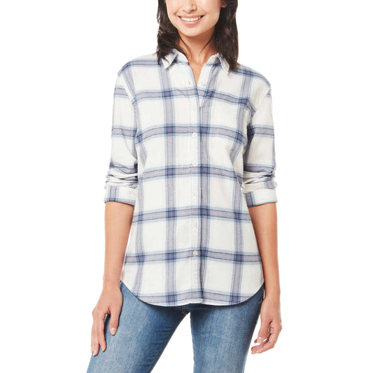 Weatherproof Vintage Women's Stretch Plaid Flannel Button Front Shirt