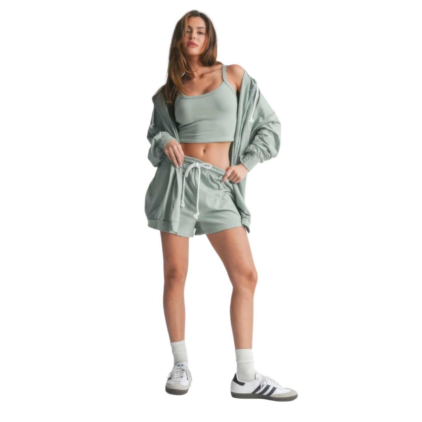Women's 3 Piece Soft Cotton Blend Knit Sweater Top Shorts Set