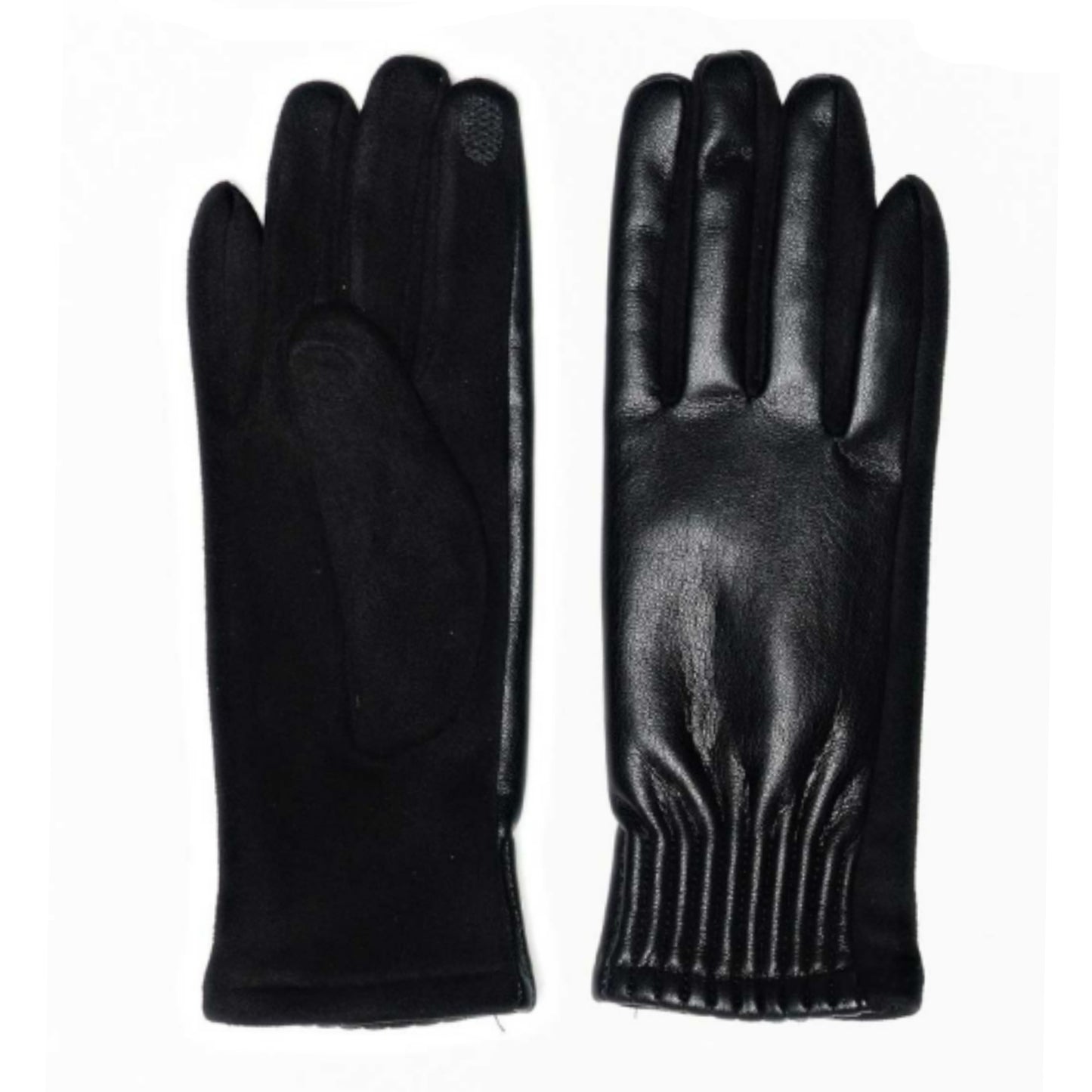 Le Luxe Collection Women's Faux Leather Cinched Wrist Touch Screen Gloves