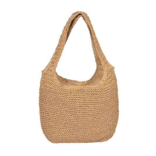 Women's Faux Straw Over The Shoulder Hobo Bag