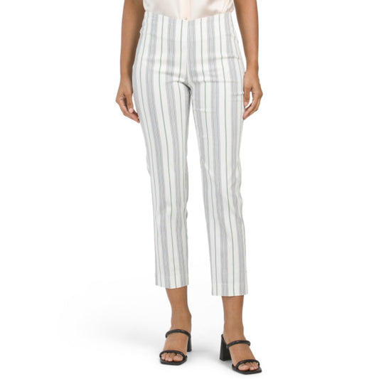 ZAC & RACHEL Women's High Rise Slim Fit Striped Cropped Pants