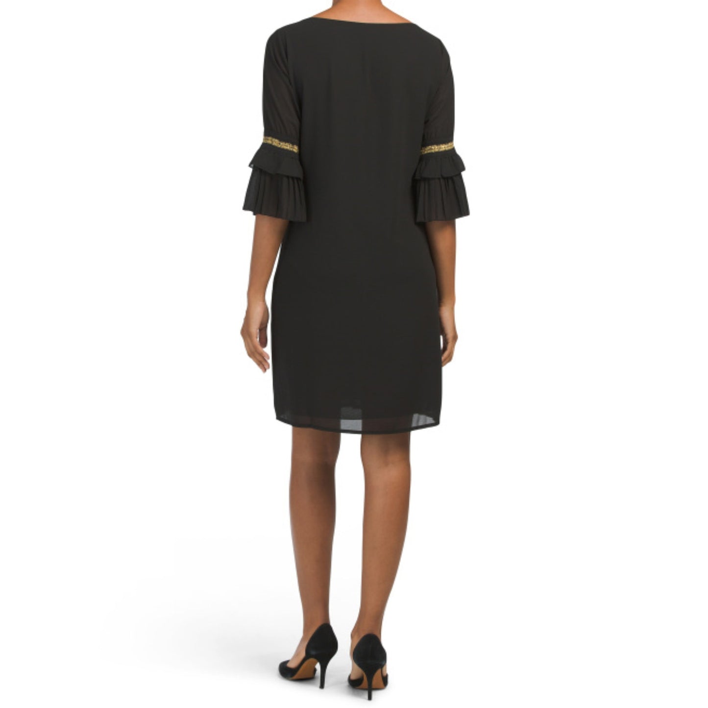 MIM'S CREAZIONI Made In Italy Sheer Overlay Pleated Cuff Cocktail Mini Dress