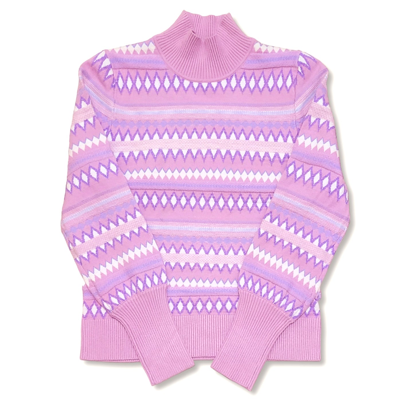 Aspen Women's Super Soft Knit Fair Isle Funnel Neck Sweater