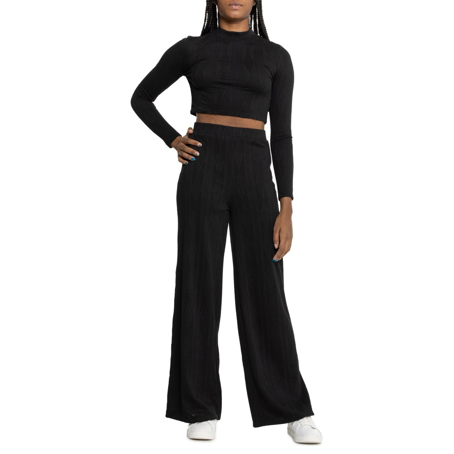 HUNTER & BROWN Women's Argyle Pattern Soft Long Sleeve Shirt and Pants Set