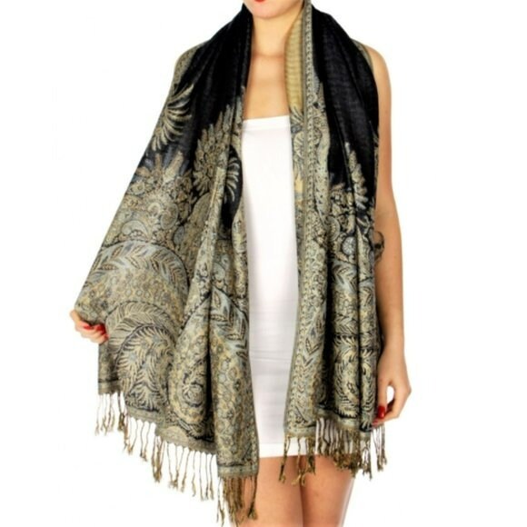Women's Reversible Paisley Pashmina Shawl Evening Wrap