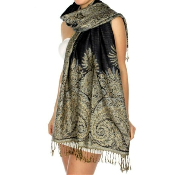Women's Reversible Paisley Pashmina Shawl Evening Wrap