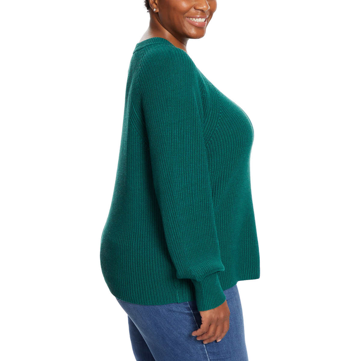 Jessica Simpson Women's Bell Sleeve Soft Rib Knit Top Relaxed Fit Sweater