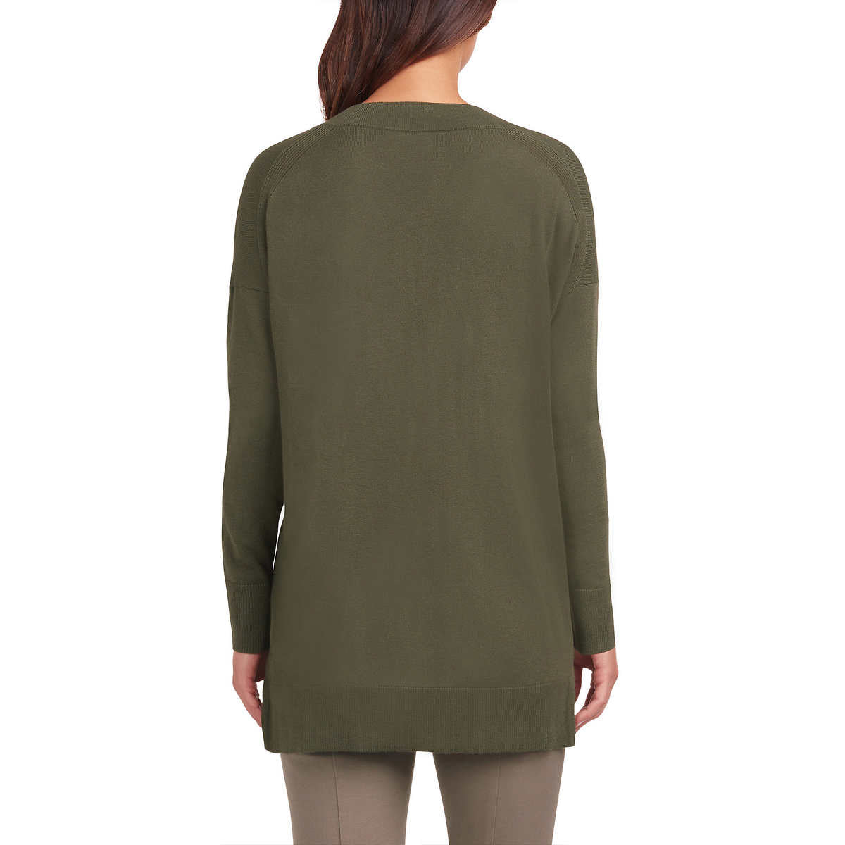 Matty M Women's Lightweight Knit V-Neck Tunic Length Sweater
