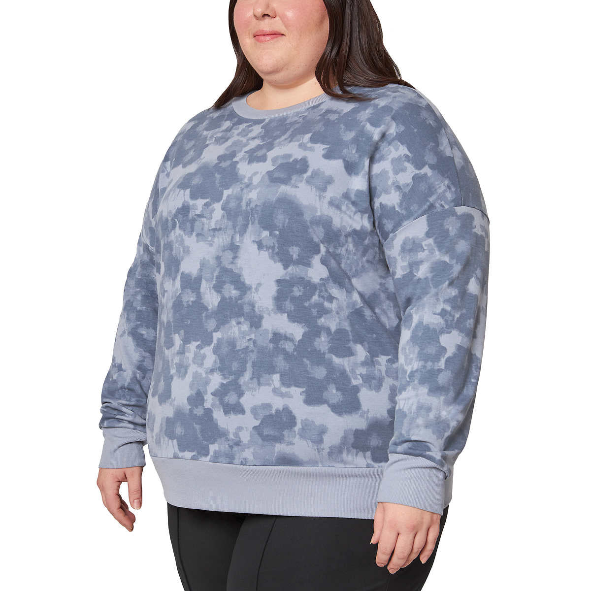 Mondetta Women's Floral Print Eco Soft Lightweight Casual Active Sweatshirt Top