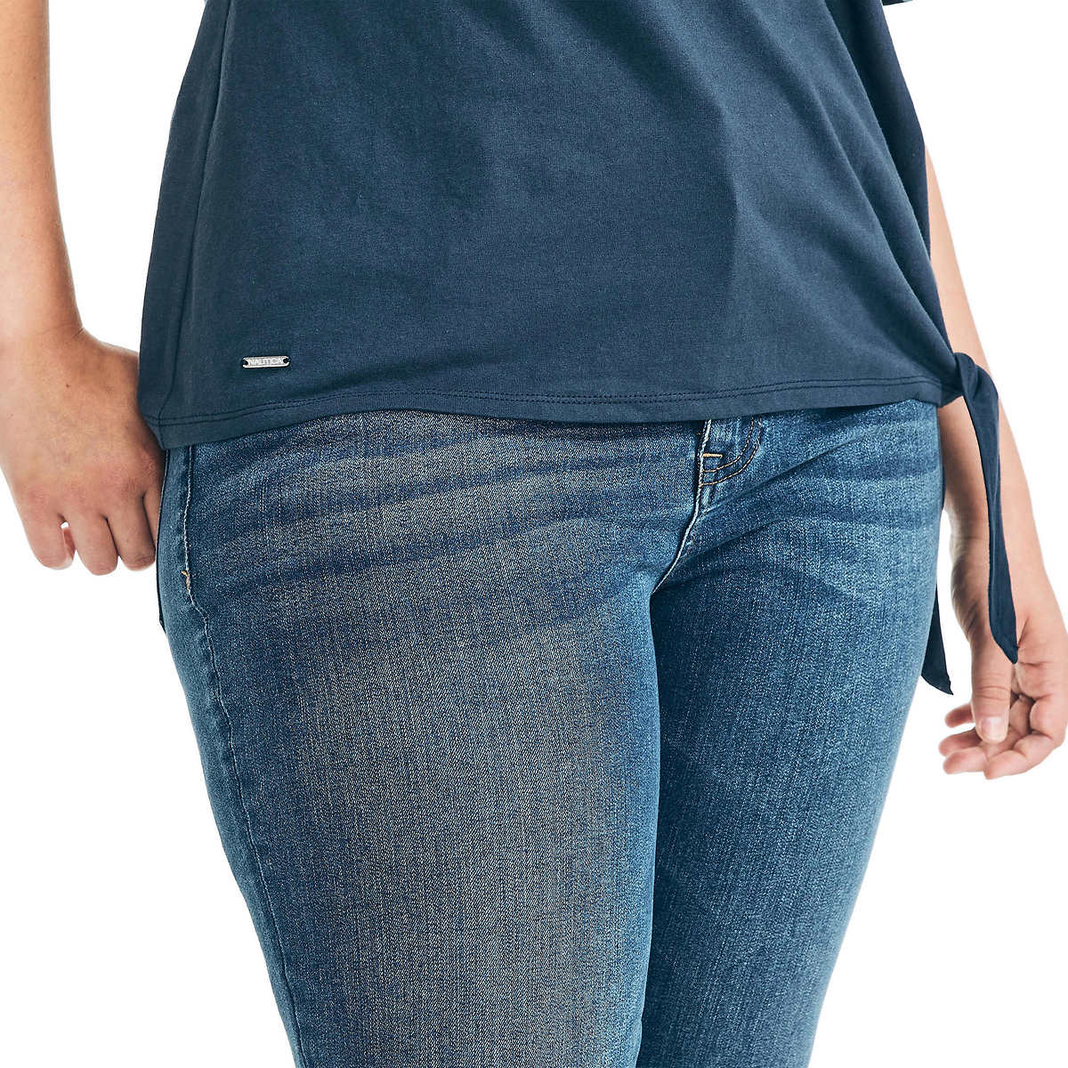 Nautica Women's Lightweight Cotton Jersey Tee Side Tie T-Shirt
