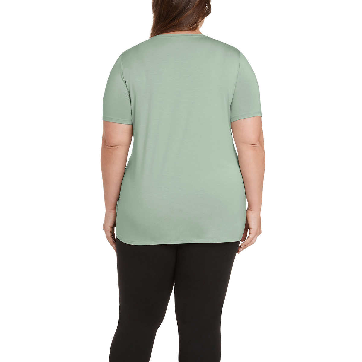 Matty M Women's Twist Knot V-Neck Top Relaxed Fit T-shirt