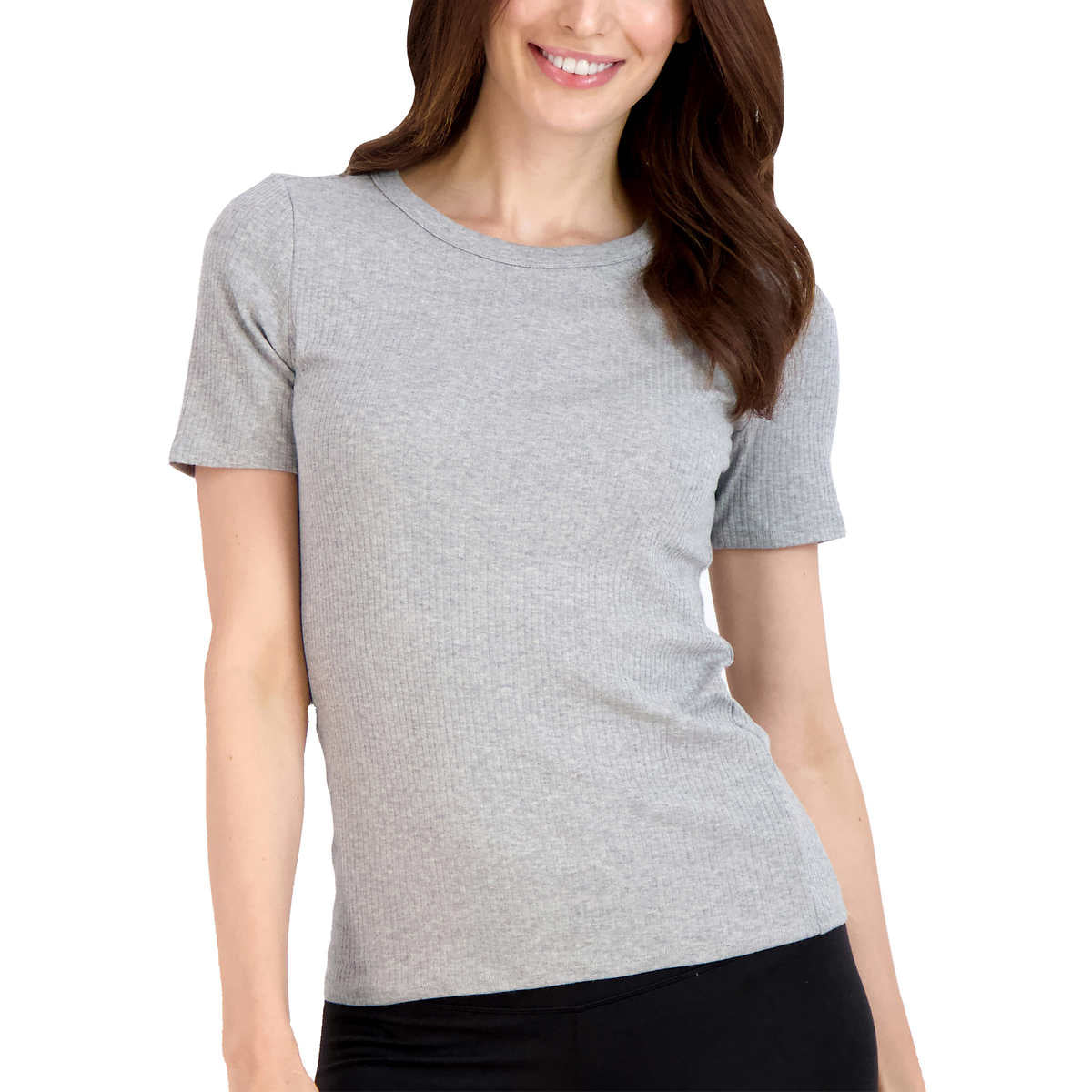 Lucky Brand Women's 3-Pack Crew Neck Tee Lightweight Ribbed Cotton Blend T-Shirt