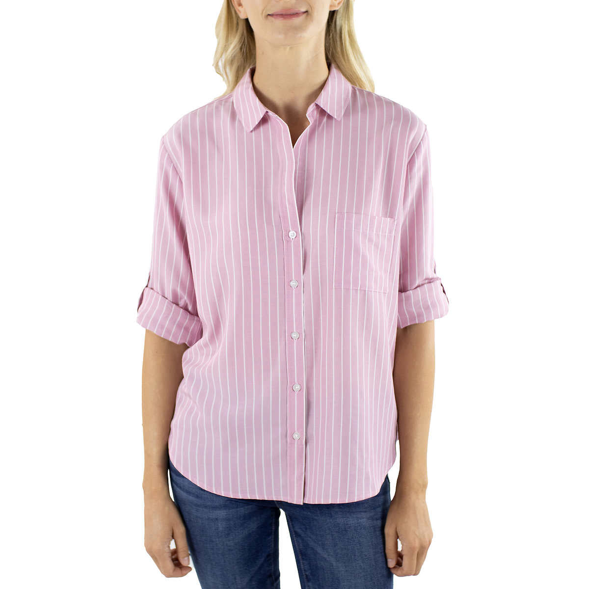Jachs Girlfriend Women's Stripped Long Sleeve Blouse Button-Up Shirt