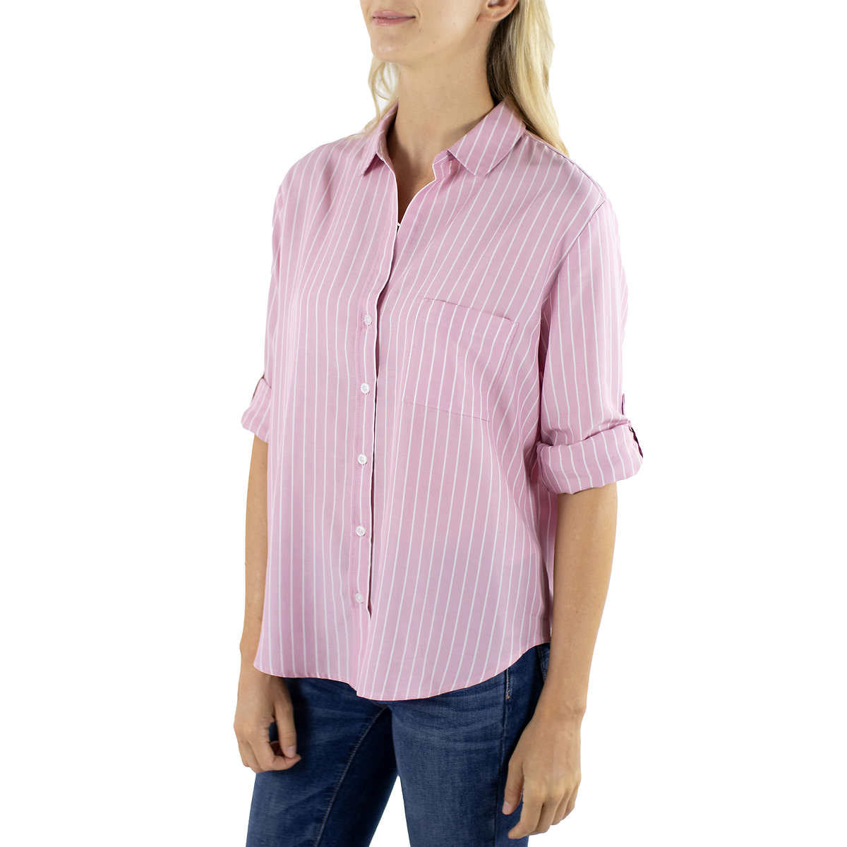Jachs Girlfriend Women's Stripped Long Sleeve Blouse Button-Up Shirt