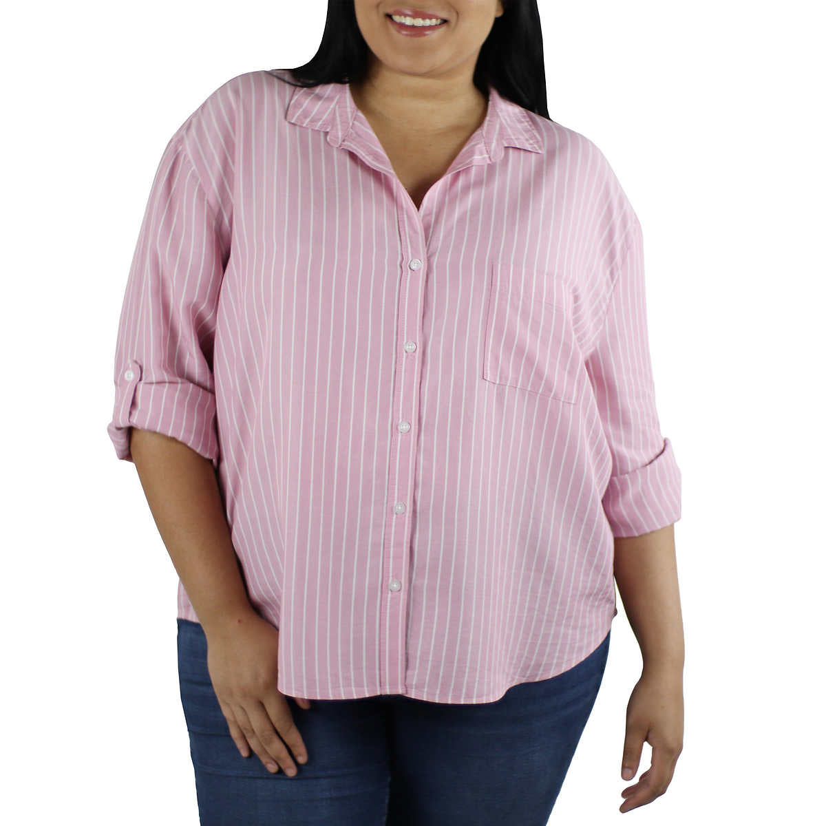 Jachs Girlfriend Women's Stripped Long Sleeve Blouse Button-Up Shirt