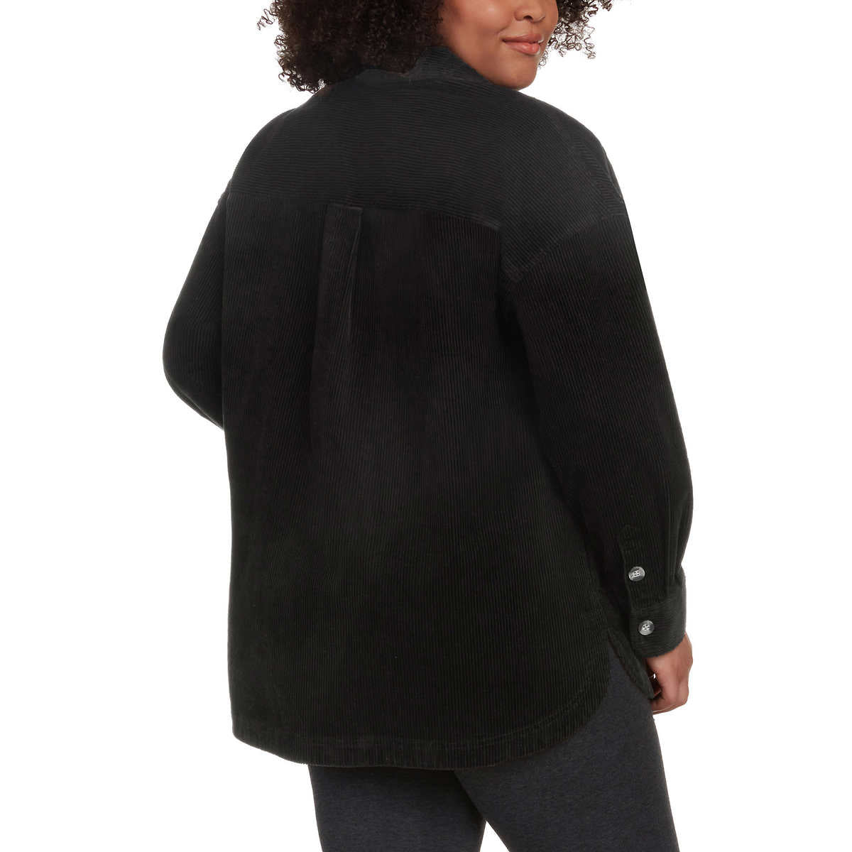 Matty M Women's Corduroy Cotton Blend Relaxed Fit Button Up Shirt Jacket