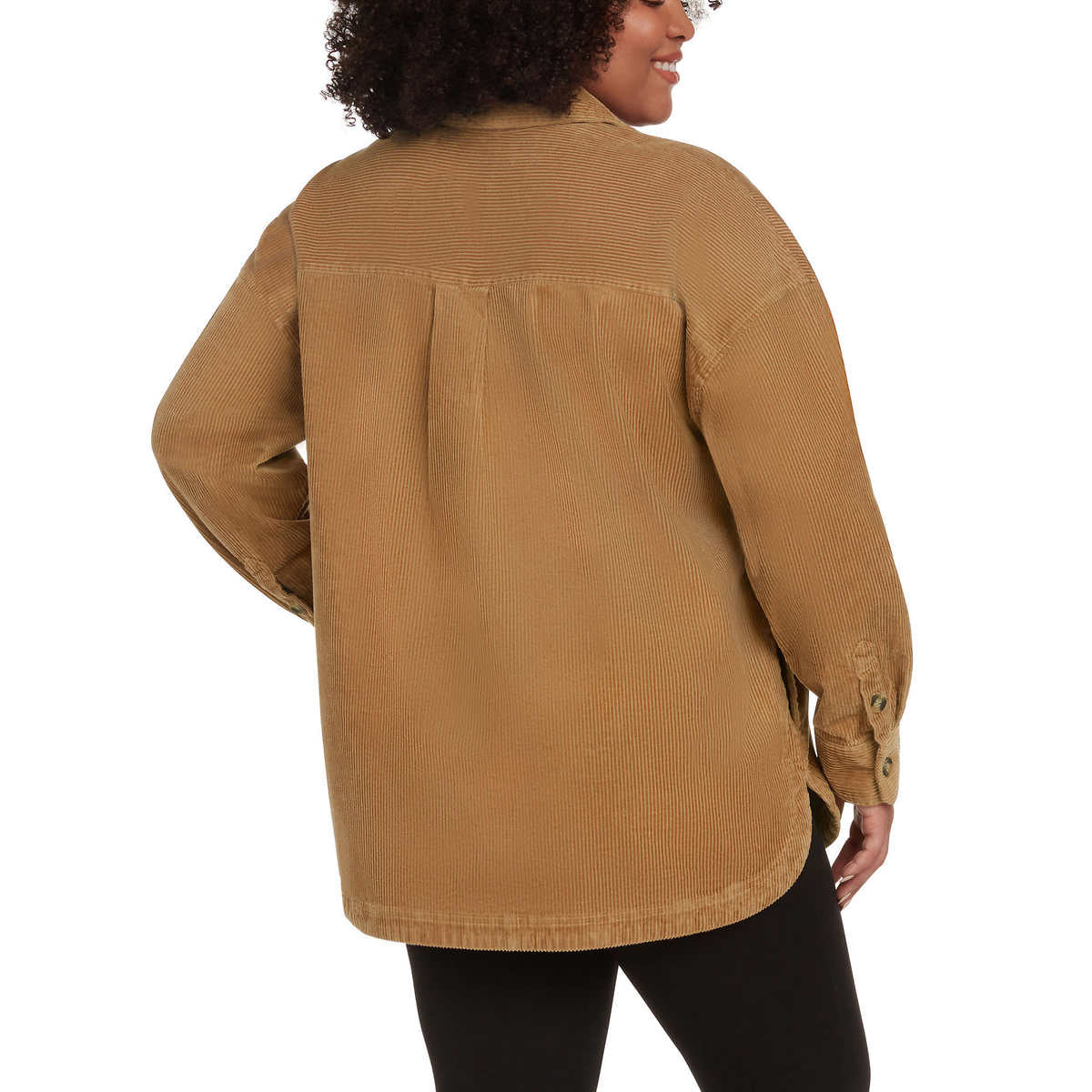 Matty M Women's Corduroy Cotton Blend Relaxed Fit Button Up Shirt Jacket