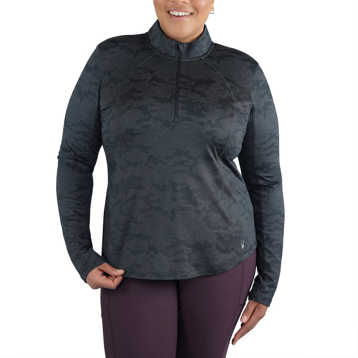 Spyder Women's Tech Soft Moisture Wicking Thumbholes Quarter Zip Active Top