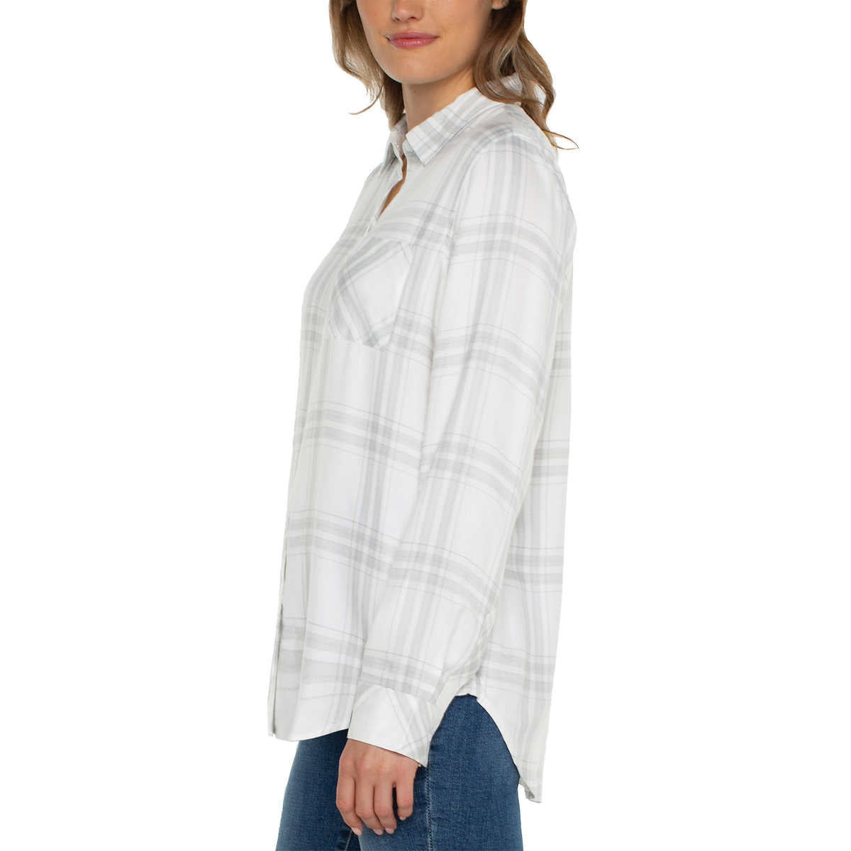 Well Worn Women's' Long Sleeve Classic Plaid Button-Up Shirt