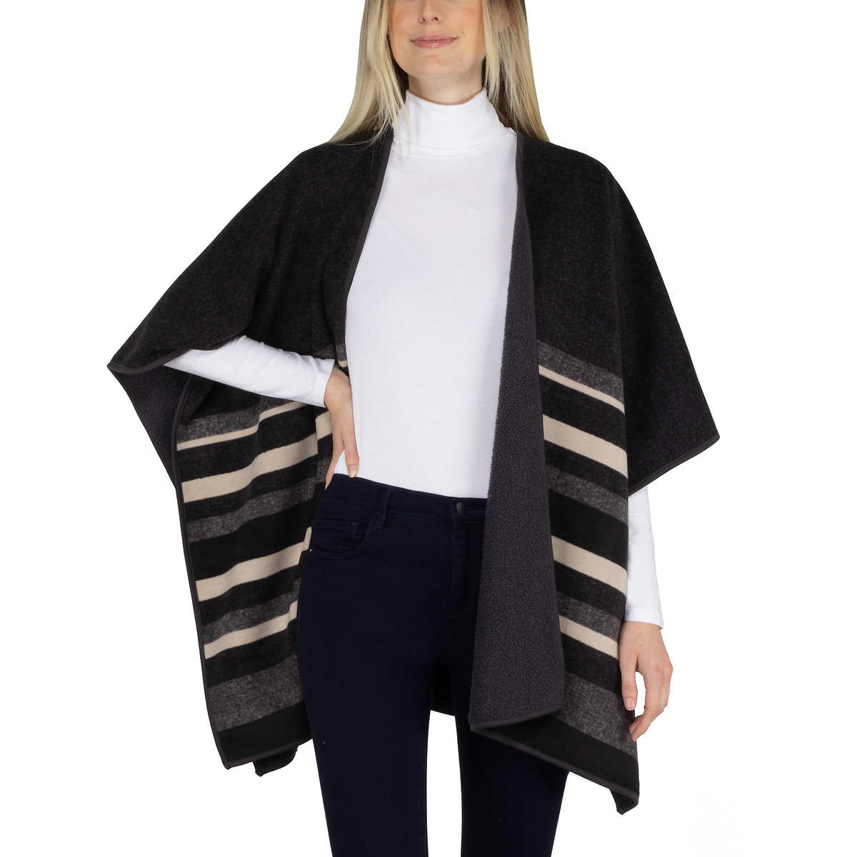 Ike Behar Women's Reversible Wrap with Soft High Pile Fleece