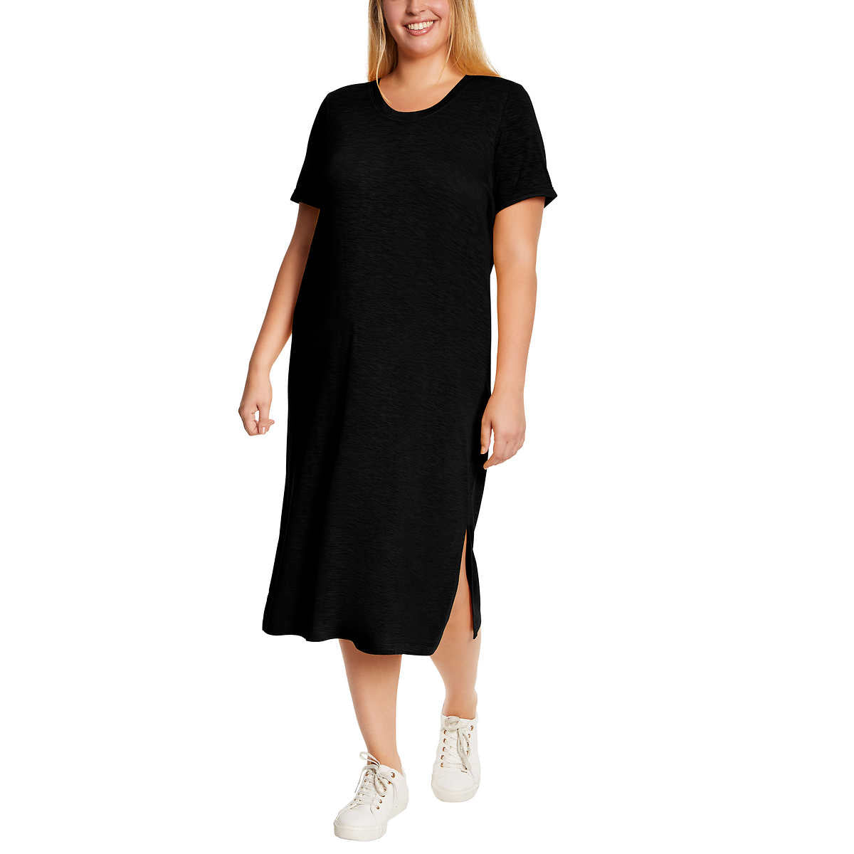 Jessica Simpson Women's Soft Jersey Side Slits T-Shirt Midi Dress