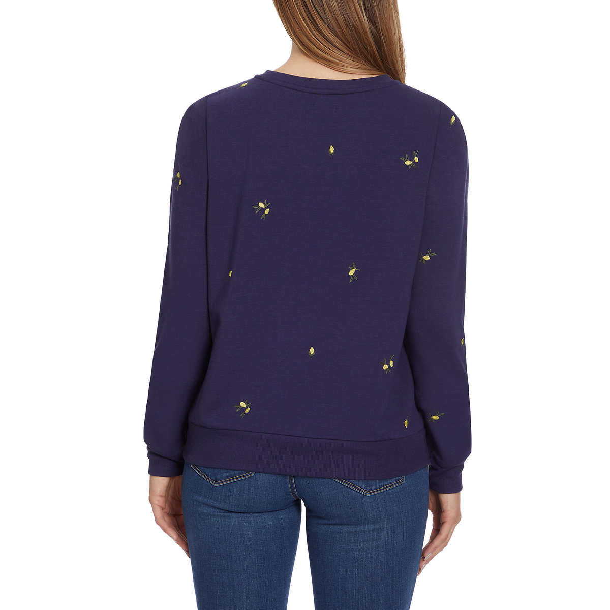 Gloria Vanderbilt Women's Floral Embroidered Crewneck Pullover Sweater Top