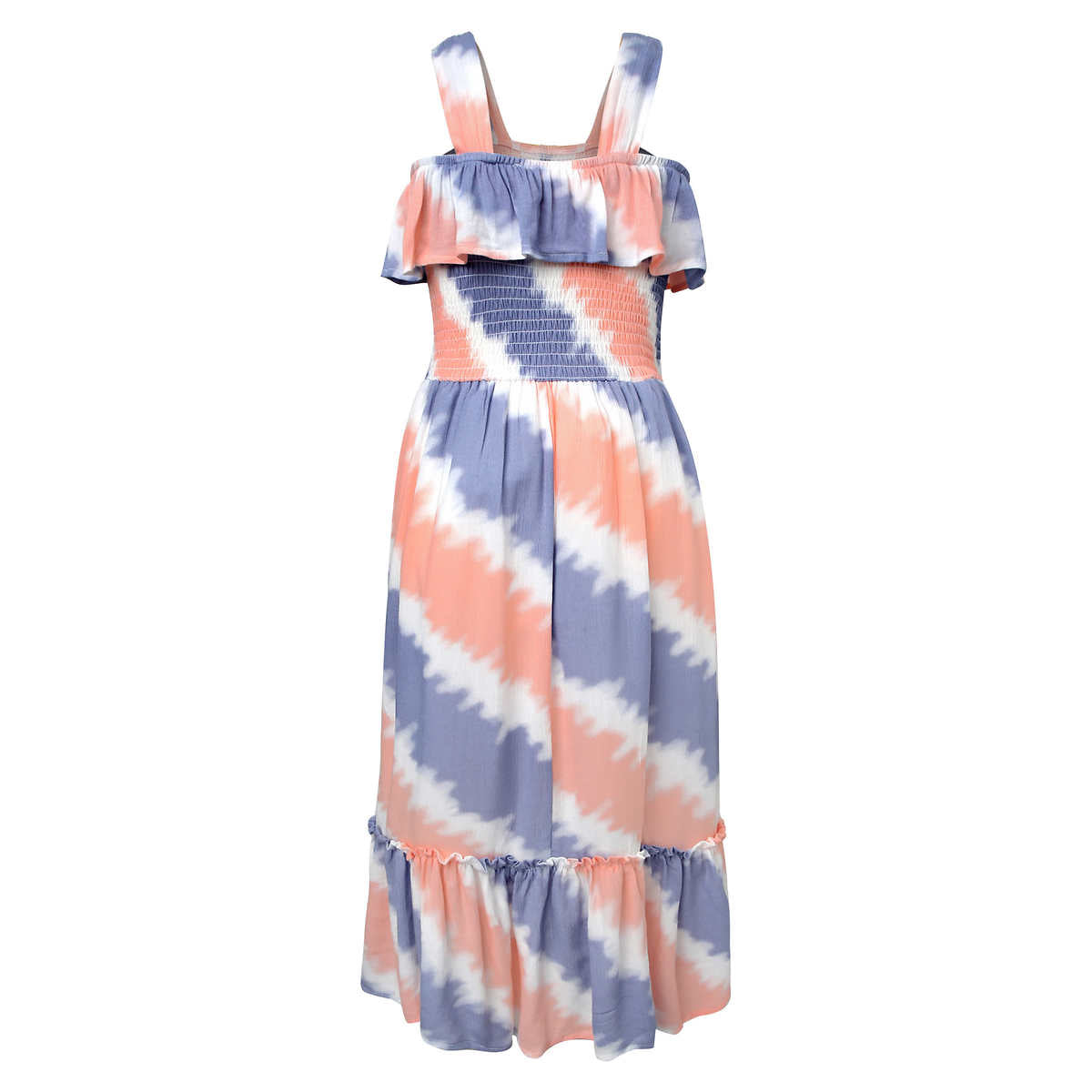 Jessica Simpson Girls Youth Ruched Bodice Ruffle Trim Dress