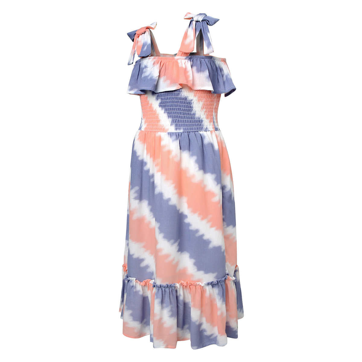 Jessica Simpson Girls Youth Ruched Bodice Ruffle Trim Dress