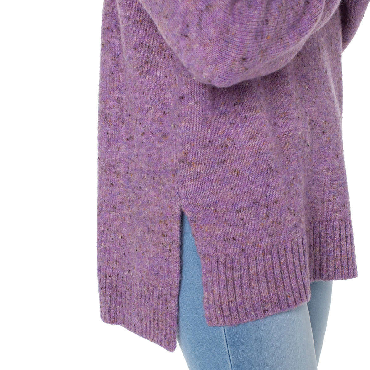 Well Worn Women's Mock Neck High Low Hem Cozy Soft Nep Yarn Sweater