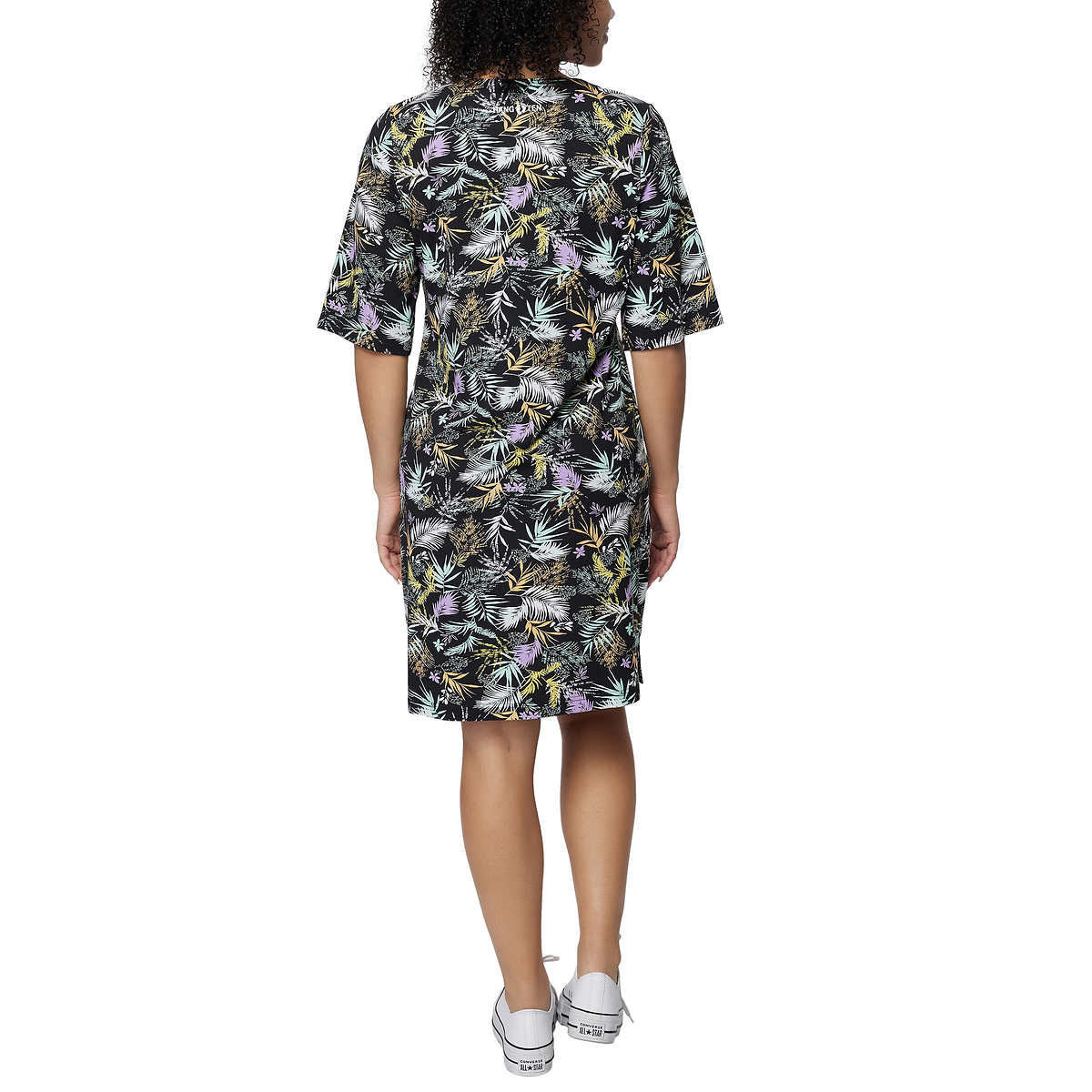 Hang Ten Women's Floral Print UPF 50+ Moisture Wicking Soft Cotton Blend Mini Sun Dress