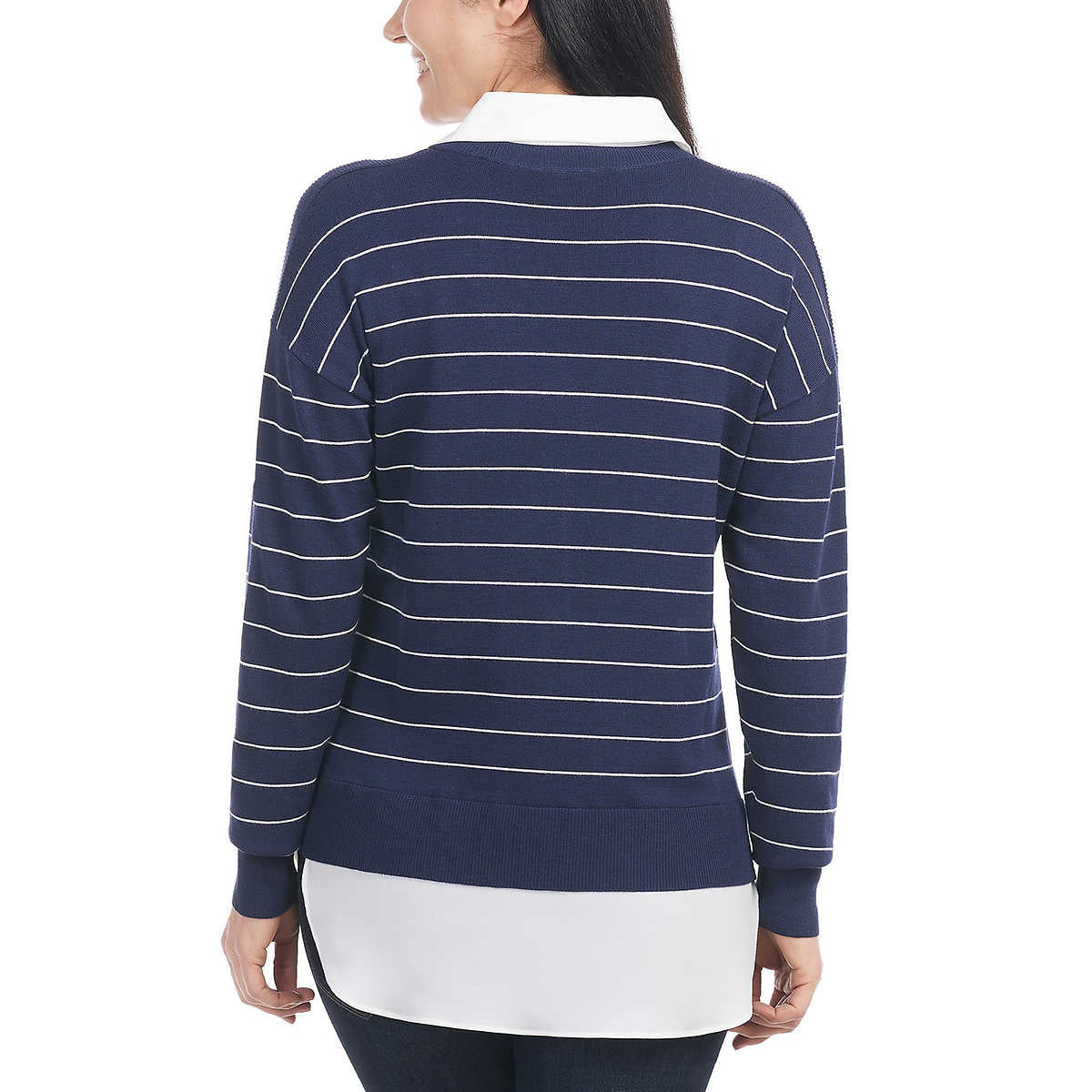 Hilary Radley Women's Collared V-Neck Soft 2-fer Sweater
